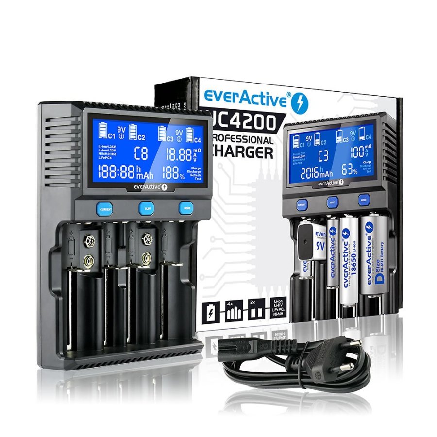 Batterioplader til Li-ion og Ni-MH genopladelige batterier everActive UC-4200 #16