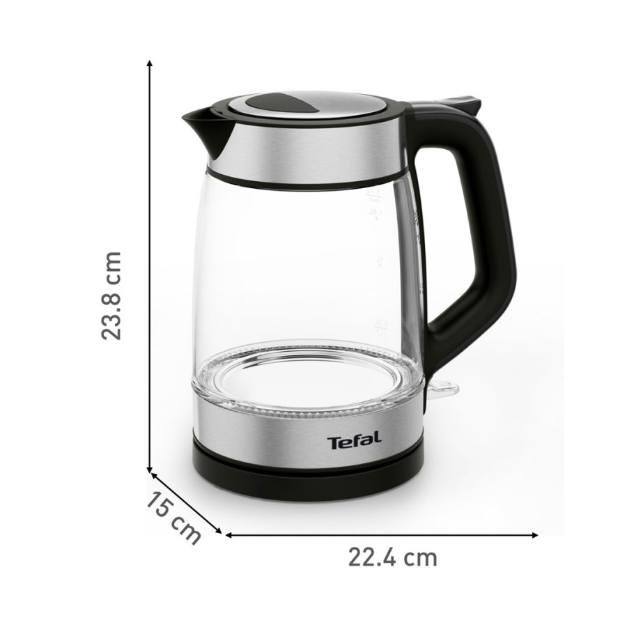 Tefal Glass Kettle KI605830 elkedel 1,7 L 2200 W Sort, Slv, Transparent #17