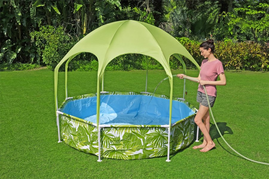 Bestway 56432 / 23 swimmingpool til over jorden Indrammet pool Rund 1688 L Bl�, Gr�n, Hvid #9