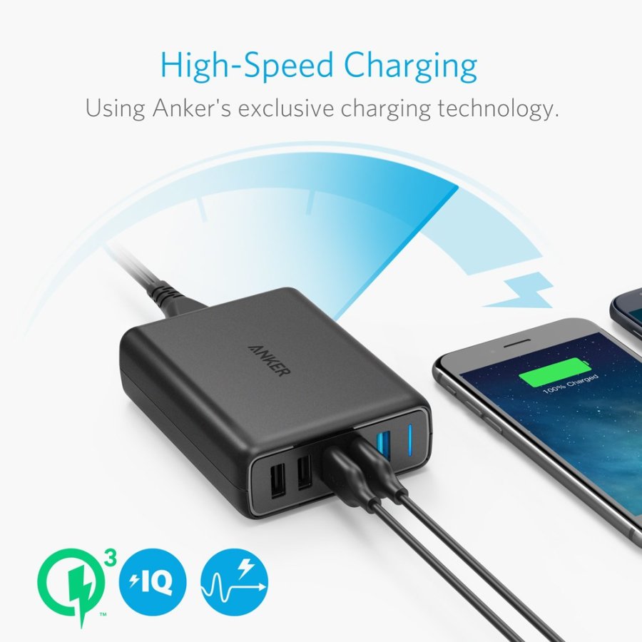 Anker PowerPort Speed 5 Universel Sort Vekselstr�m Indend�rs #3