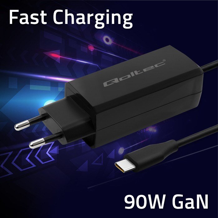 Qoltec 52420 90W GaN superhurtig oplader| 5-20V | 3-4,5A | USB-C 3.1 #3