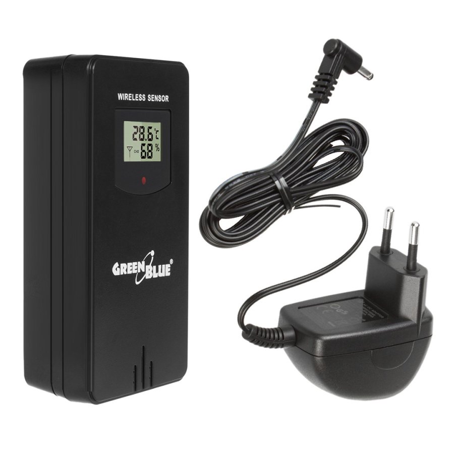 GreenBlue trdls vejrstation, farve, med DCF, mnefaser, barometer, kalender, strmforsyning, GB540N #11