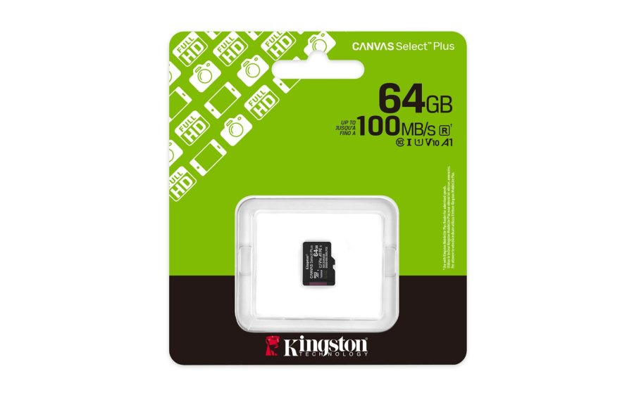 Kingston Technology 64 GB micSDXC Canvas Select Plus Gen3 100R A1, enkelt pakke uden ADP #3