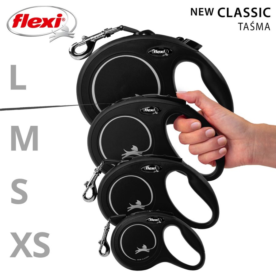 Flexi New CLASSIC 5 m Sort Hund Fleksibel hundesnor #5