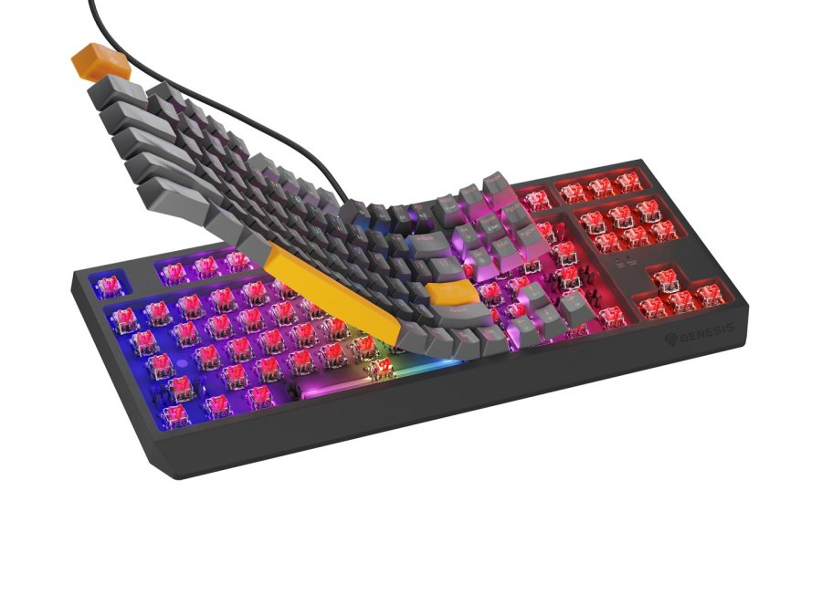 GENESIS Thor 230 TKL tastatur Spil USB + RF Wireless + Bluetooth QWERTY Sort, Gr, Orange #6