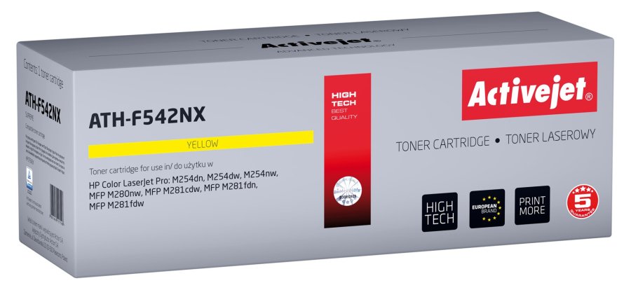 Activejet ATH-F542NX Tonerpatron til HP-printere; Erstatning HP 540 CF542X; Supreme; 2500 sider; gul #1