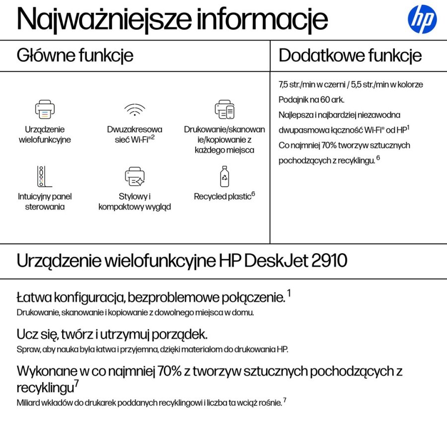 HP DeskJet 2910 Tr�dl�st All-in-One Farve Printer, Instant Ink #3