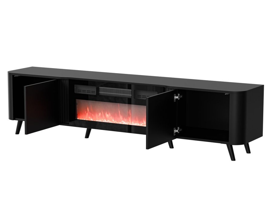 Cama Volare RTV-skab 200 x 39 x 49 mat sort + pejs #1