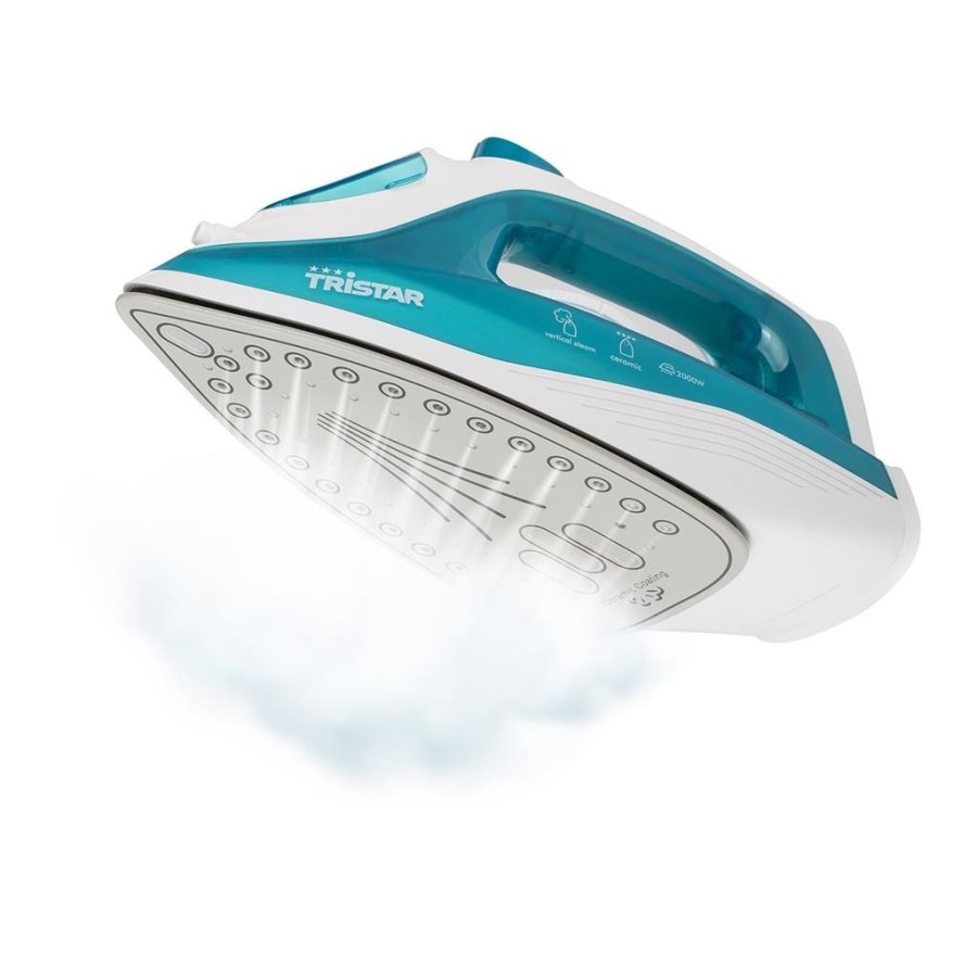 Tristar ST-8300 strygejern Dampstrygejern Keramisk strygesl 2000 W Turkis, Hvid #1