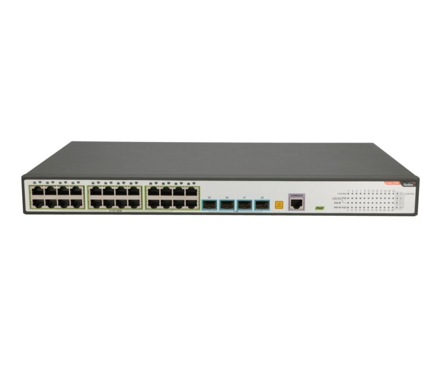 FiberHome S5800-28T-X-PE-AC netvrksswitch Administreret L2/L3 Gigabit Ethernet (10/100/1000) Strm over Ethernet (PoE) 1U Sort, Gr #1