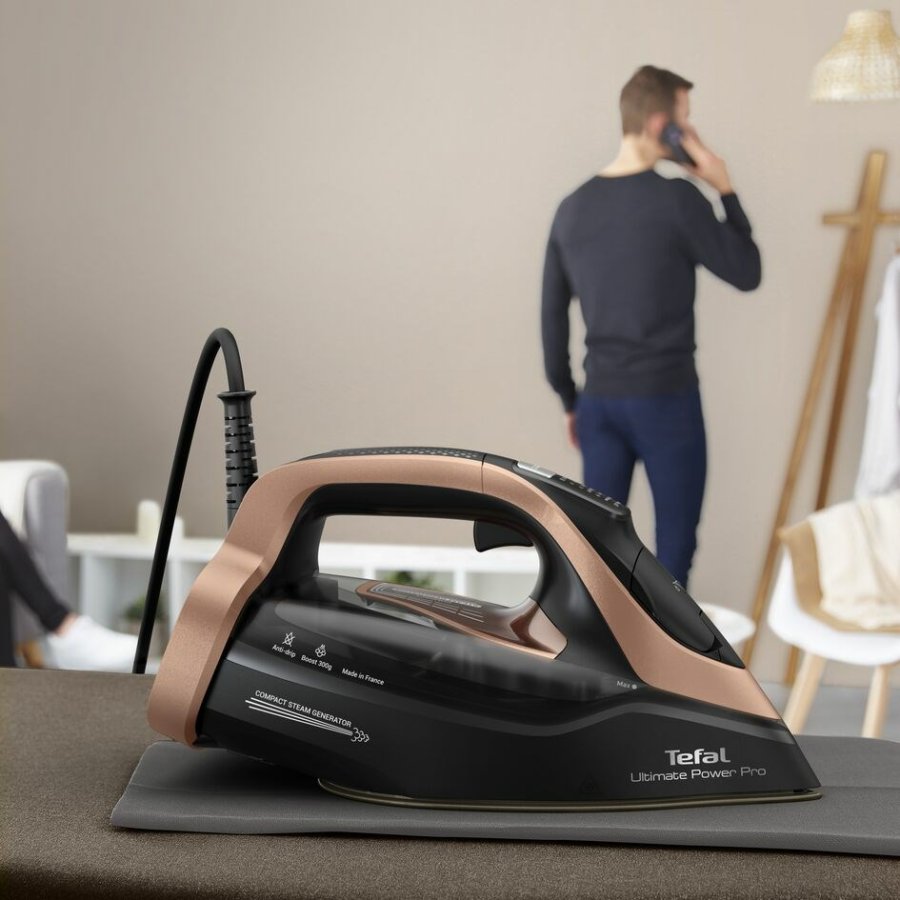 Tefal Ultimate Power Pro FV9E50 Tr & dampstrygejern Durilium AirGlide Autoclean soleplate 3200 W Sort, Kobberfarve #2