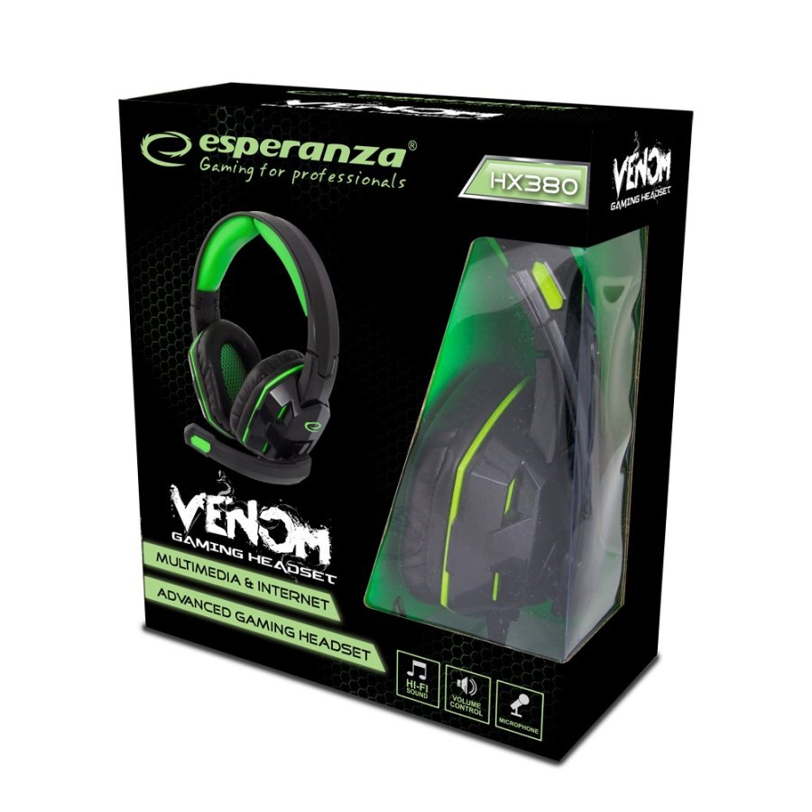 Esperanza EGH380 hovedtelefoner/headset Sort, Grn #2