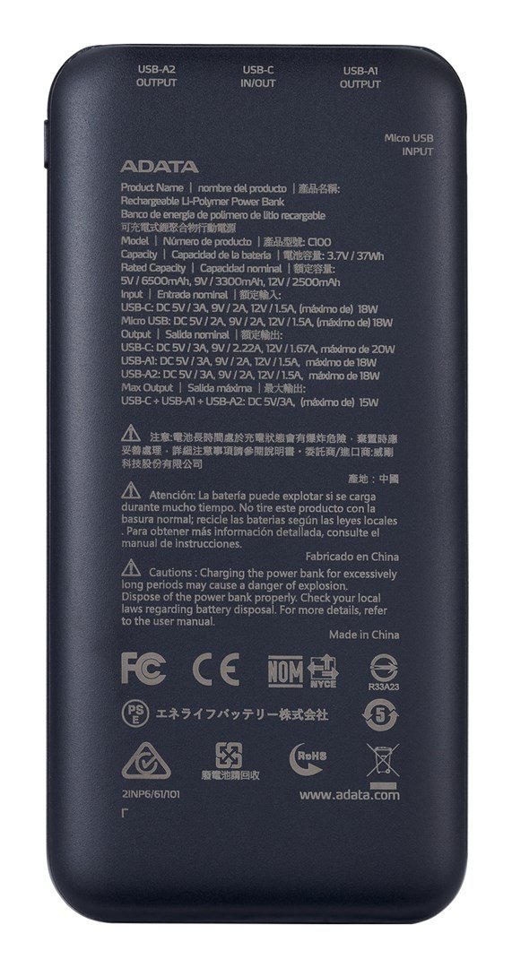ADATA C100 Lithium polymer (LiPo) 10000 mAh Sort #3