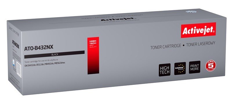 Activejet ATO-B432NX tonerpatron til OKI-printere; erstatning OKI 45807111; Supreme; 12000 sider; sort #1