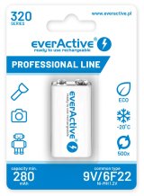 EverActive Ni-MH 6F22 9V 320 mAh Professional Line genopladelige batterier #1