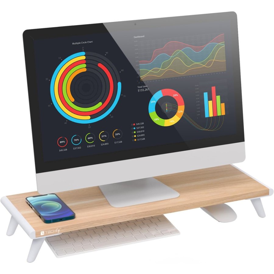 Techly ICA-MS 389 sk�rmbeslag og -stativer Skrivebord Hvid, Tr� #1