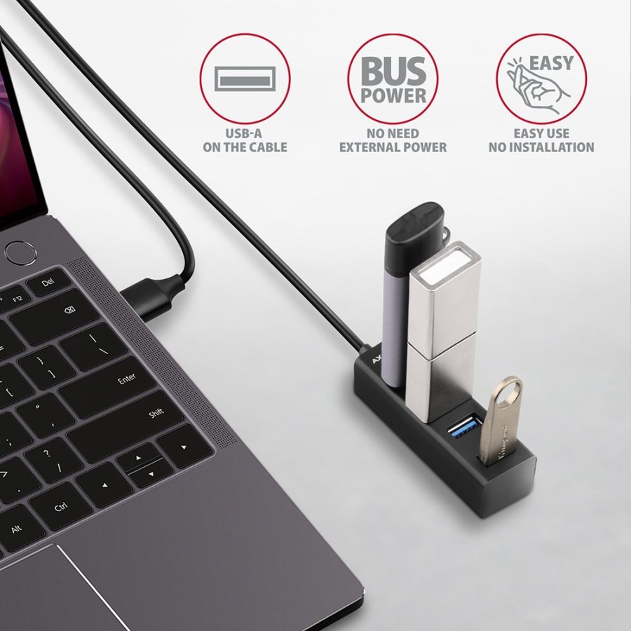 Axagon HUE-M1AL interface hub USB 3.2 Gen 1 (3.1 Gen 1) Type-A 5000 Mbit/s Sort #4