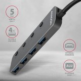 Axagon HUE-MSA Superspeed USB-A Switch Hub 4x USB 3.0 aktiv - 20cm schwarz USB 3.2 Gen 1 (3.1 Gen 1) Type-A 5000 Mbit/s Gr #3