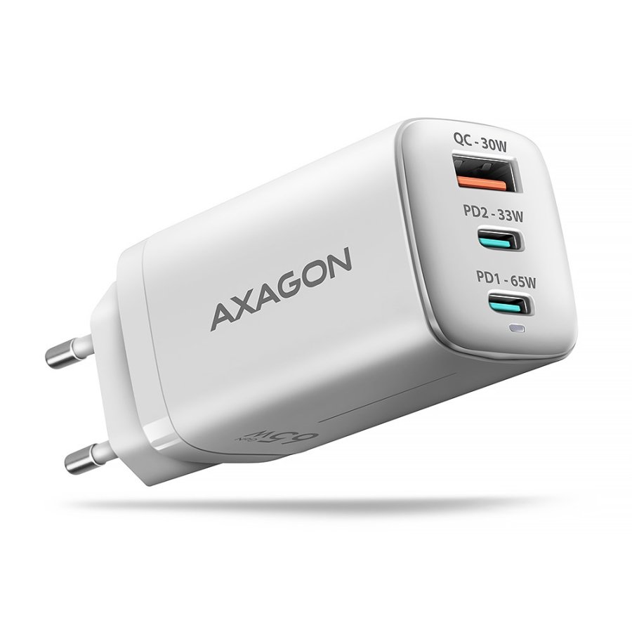 Axagon ACU-DPQ65W oplader til mobil enhed Mobiltelefon, Netbook, Laptop, Smartphone, SmartWatch, Tablet, Universel Hvid Vekselstrm Hurtig opladning Indendrs #1