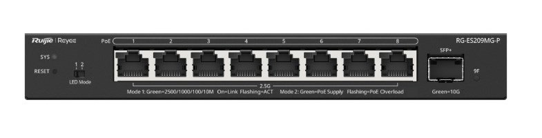 Ruijie Networks RG-ES209MG-P netv�rksswitch Administreret L2 2.5G Ethernet (100/1000/2500) Str�m over Ethernet (PoE) Sort #3