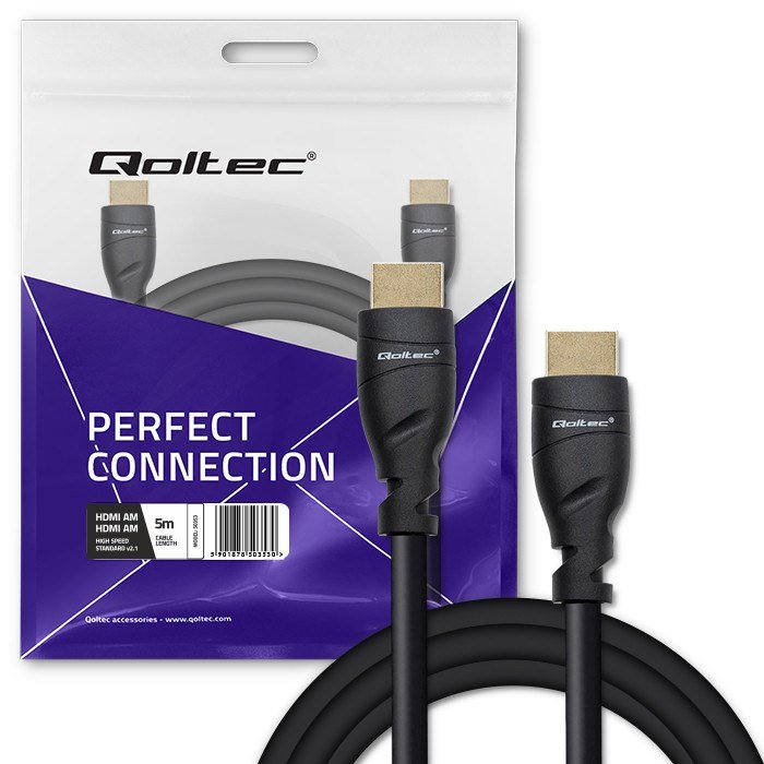 Qoltec 50353 HDMI v2.1 kabel Ultra hj hastighed 8K | 60Hz | 26AWG | GULD | 5m #10