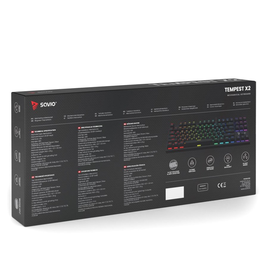 Savio Tempest x2 RGB mekanisk tastatur, Outemu RED #5