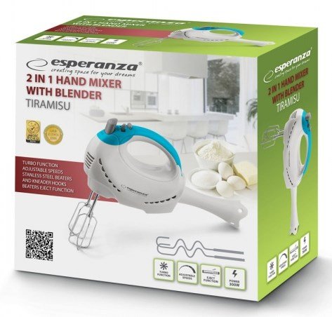Esperanza EKM010 rremaskine og mikser Hndmixer 300 W Lyse Bl, Hvid #13