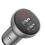 Baseus biloplader med display, 2x USB, 4,8A, 24W (slv) #1