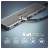 Axagon HMC-5H USB-C 3.2 Gen 1 hub 3x USB-A 4K HDMI PD 100W - Silber Ledningsfrt USB 3.2 Gen 1 (3.1 Gen 1) Type-C Slv #3