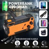 Extralink RADIO AWARYJNE SOLARNE Z KORBKA DYNAMO POWERBANK 4000MAH Z LATARKA SOS SR-4000 B�rbar Analog Sort, Orange #39