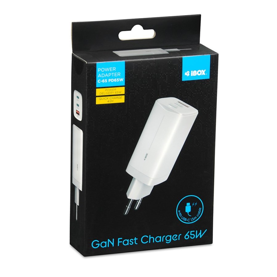 iBOX C-65 Hvid, GaN 65W universal oplader #7