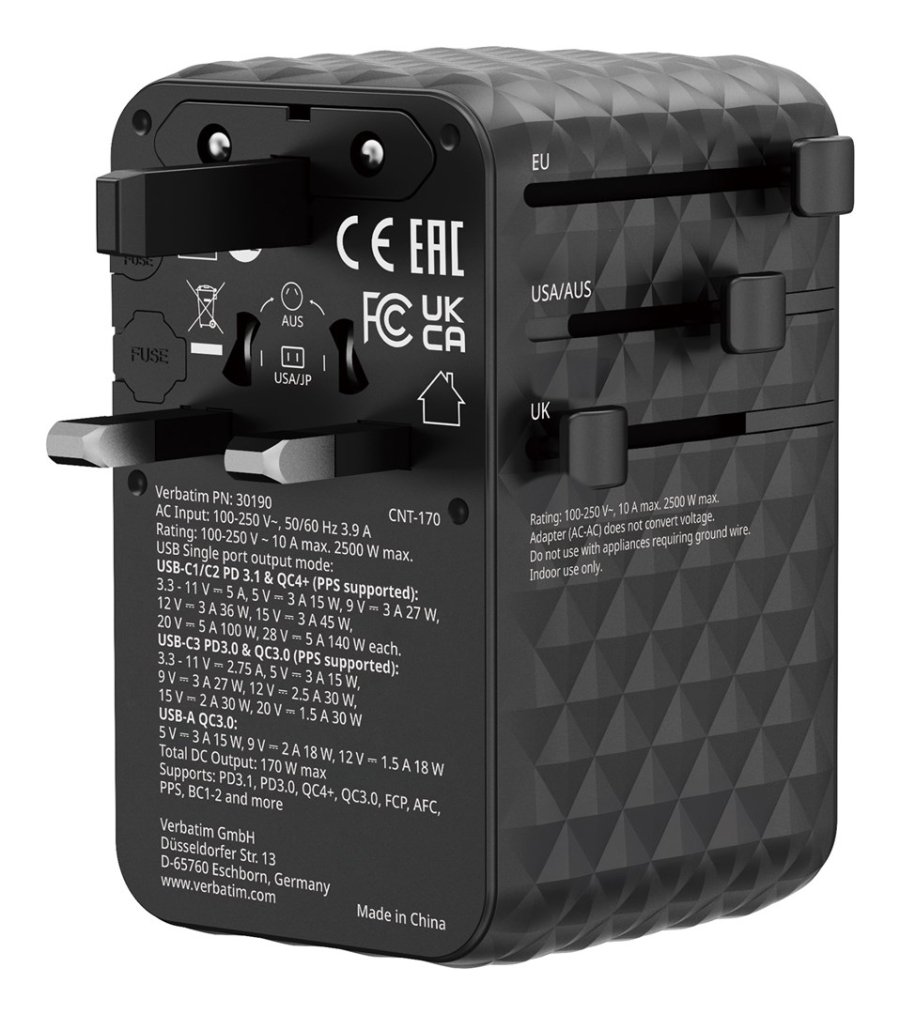 Verbatim 30190 oplader til mobil enhed Universel Sort Vekselstrm Hurtig opladning Indendrs #3