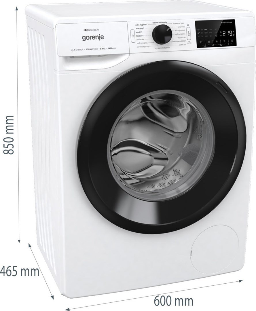 Gorenje G400 Fritstende vaskemaskine, 8 kg, 1400 o/min WPNEI84SBSWIFI/PL #9
