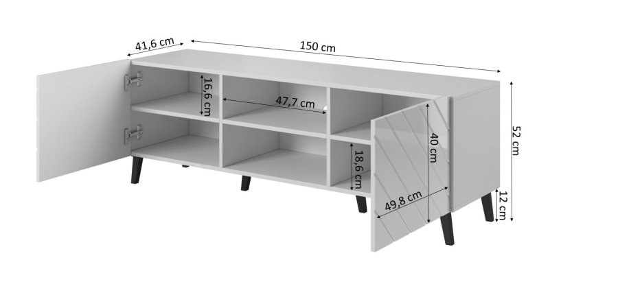 RTV-skab ABETO 150x42x52 sort blankt #2