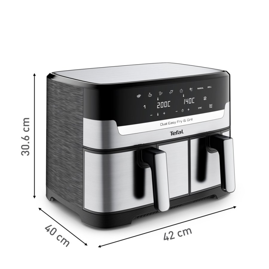Tefal Dual Easy Fry & Grill EY905D Dobbelt 8,3 L Enkeltstende 2700 W Varmluftsteger Rustfrit stl #15