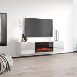 RTV LUXE-skab 182,6x34,5x37,5 hvid/blank hvid + sort pejs #2