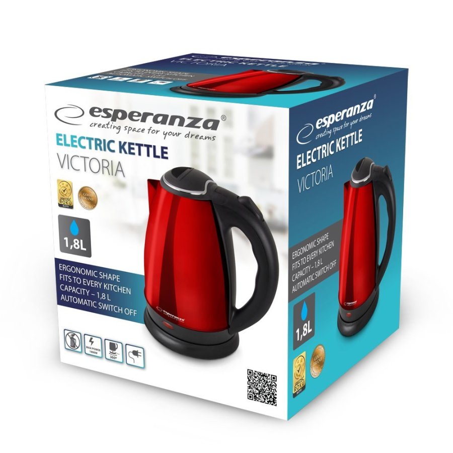 Esperanza EKK113R elkedel 1,8 L Sort, Rd 1800 W #3