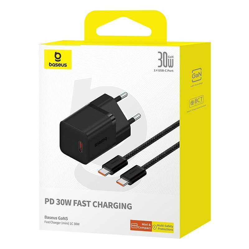 Baseus P10110902113-01 USB-C GaN5 mini 30W netoplader Sort #7