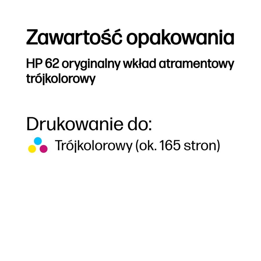 HP Original 62-bl�kpatron, trefarvet #7