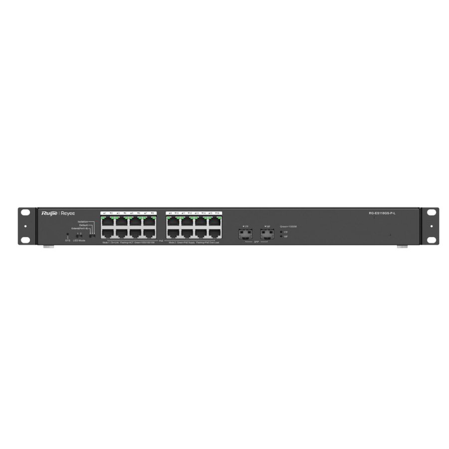 Ruijie Networks RG-ES118GS-P-L netv�rksswitch Ikke administreret L2 Gigabit Ethernet (10/100/1000) Str�m over Ethernet (PoE) Sort #1