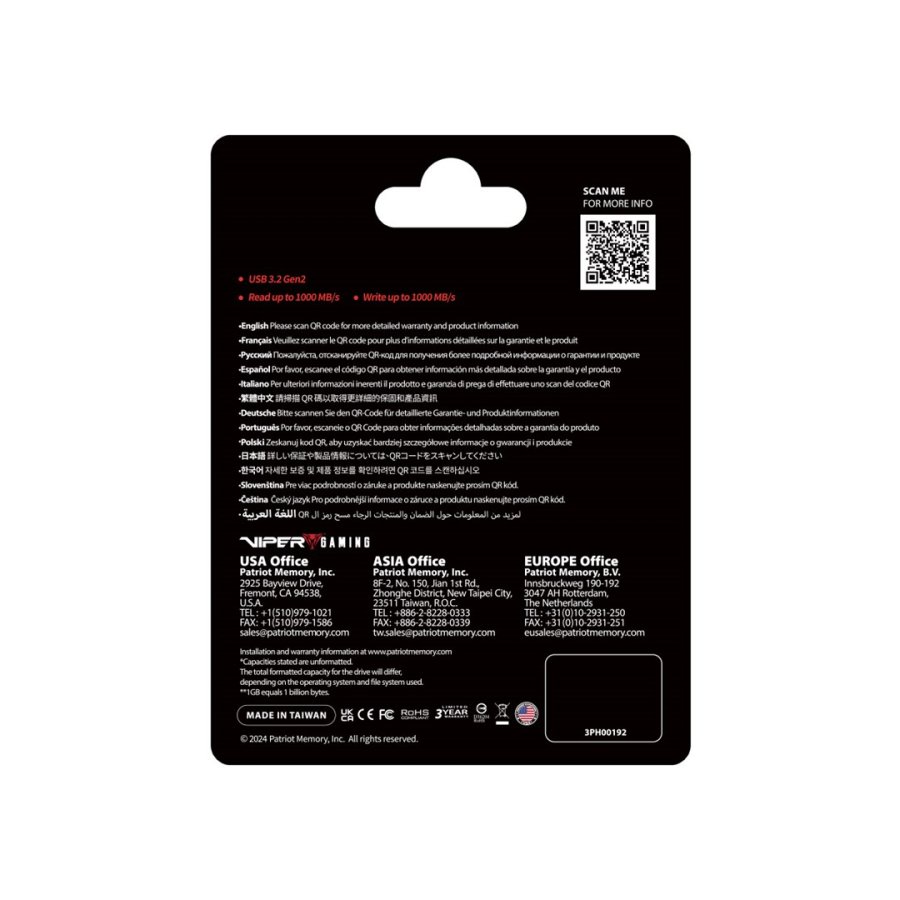 Ekstern brbar SSD Patriot Viper PVP30 Duo Compact 2TB 1000MB/s USB A+C 3.2 Gen2 (PVP302TB28UDG) #6