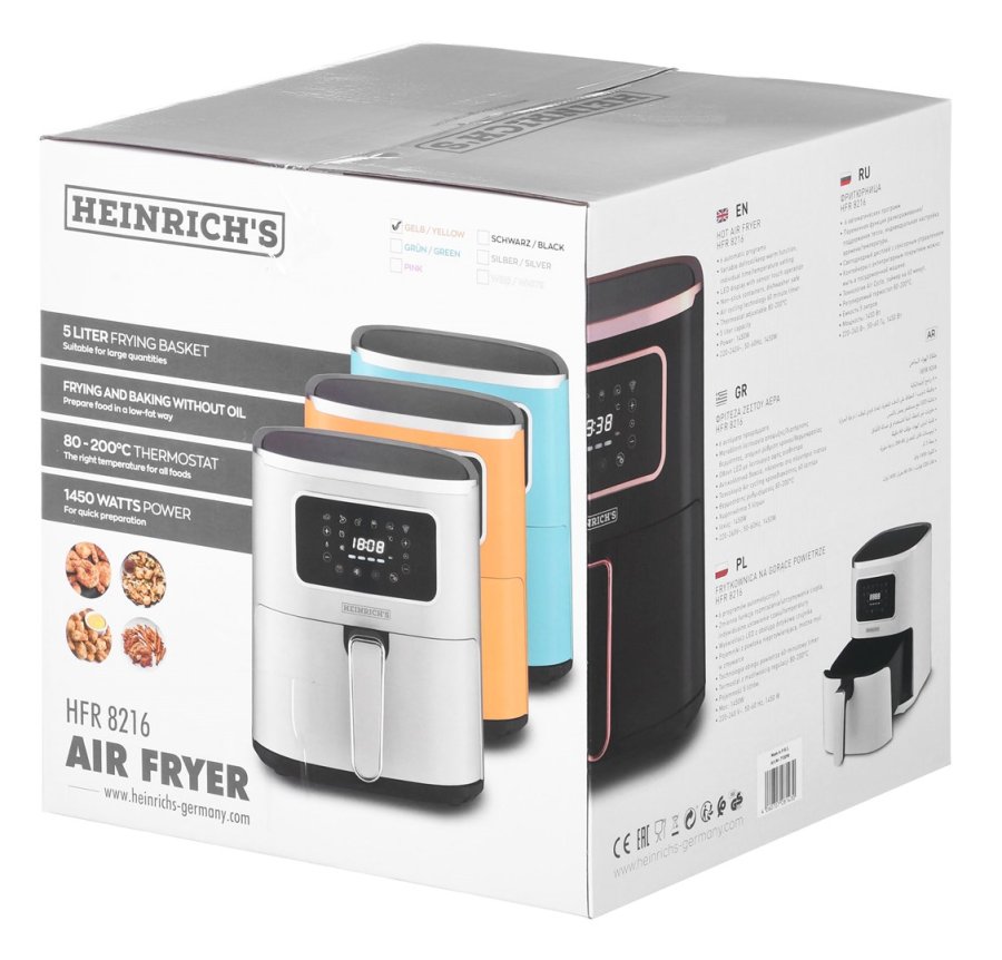 Heinrich''s HFR 8216 Varmluftsfrituregryde 5,0 l 1450 W Gul #17