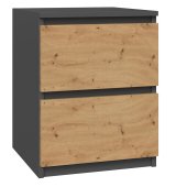 Topeshop W2 ANTRACYT/ARTISAN sengelampe & sengebord 2 skuffe(r) Anthracit, Egetr #1