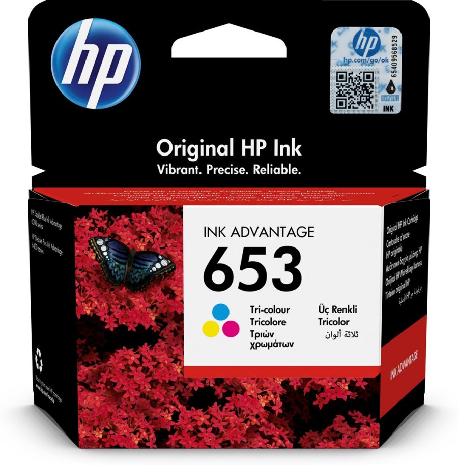 HP 653 1 stk Original Standard udbytte Bl, Magenta, Gul #1