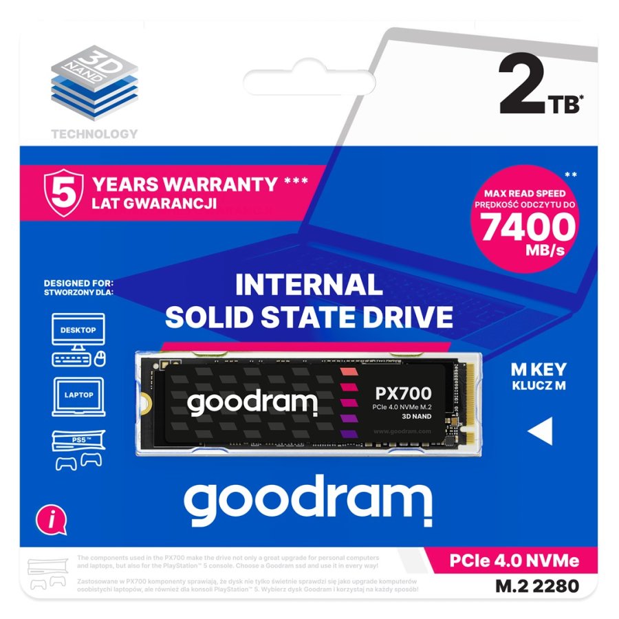 Goodram PX700 SSD SSDPR-PX700-02T-80 intern solid state drev M.2 2,05 TB PCI Express 4.0 NVMe 3D NAND #2