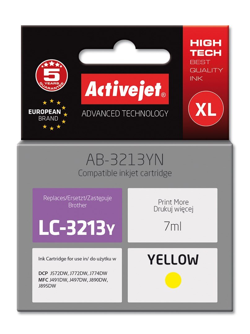 Activejet AB-3213YN printerblk til Brother, Brother LC3213Y udskiftning; Supreme; 7 ml; gul #1
