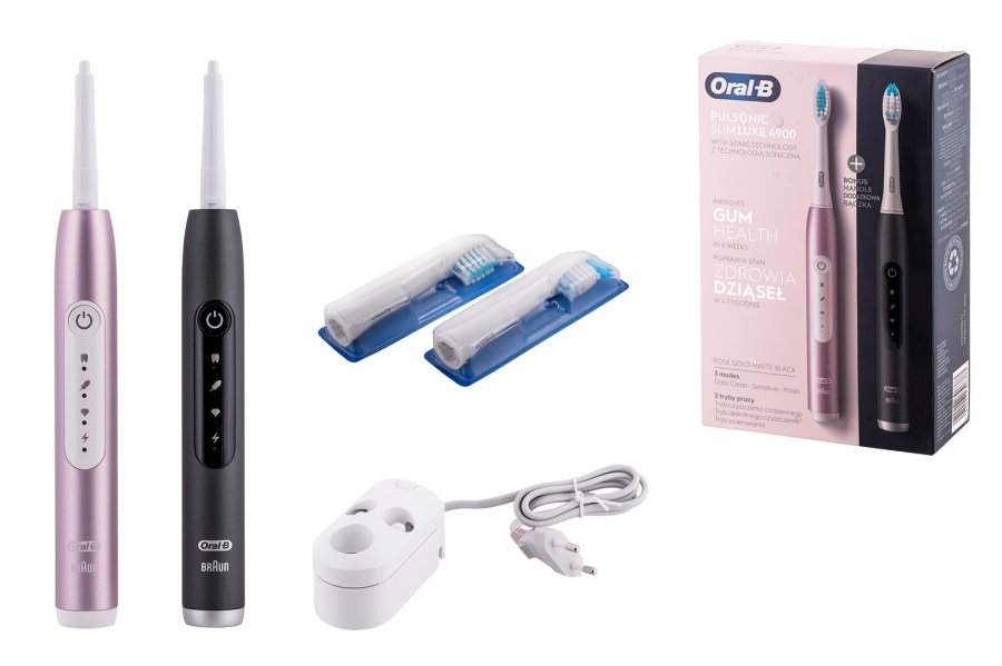 Oral-B Pulsonic Slim Luxe 4900 To soniske tandb�rster Sort, Pink #1