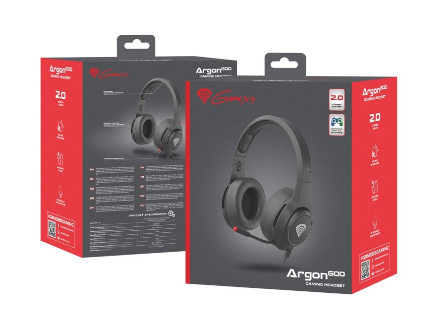GENESIS Argon 600 Headset Ledningsfrt Spil Sort, Rd #9