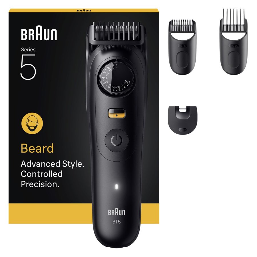Braun BeardTrimmer 5 80789813 skg trimmer Vekselstrm/batteri 20 2 cm Vd og tr Sort #1