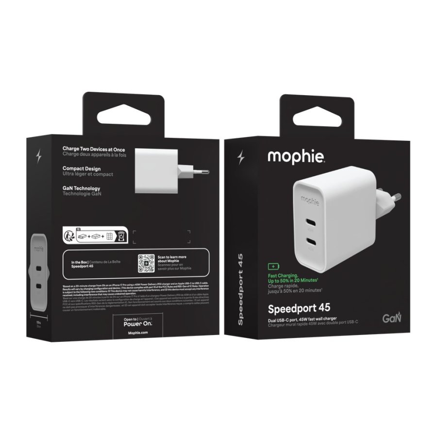 mophie Speedport 45 Universel Hvid Vekselstr�m Hurtig opladning Indend�rs #8